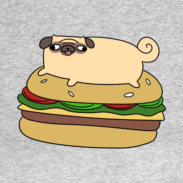 Pug Laying on Giant Hamburger by saradaboru